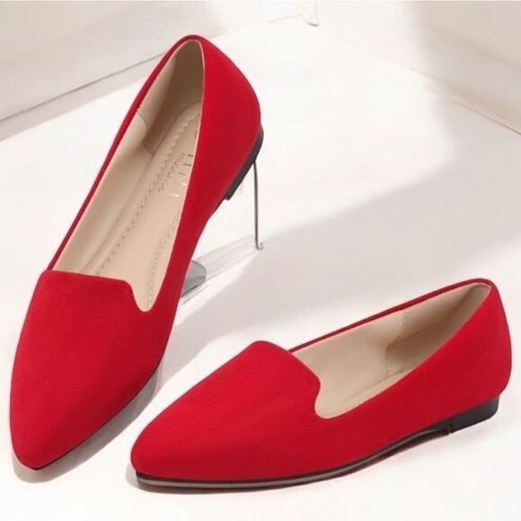 MUSSHOE Chic Red Pointed Flats 6.5 - Picture 1 of 6